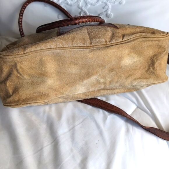 Mona B Shining ⭐ Star Upcycled Canvas And 100% Leather Messenger Bag NWT - Picture 10 of 17